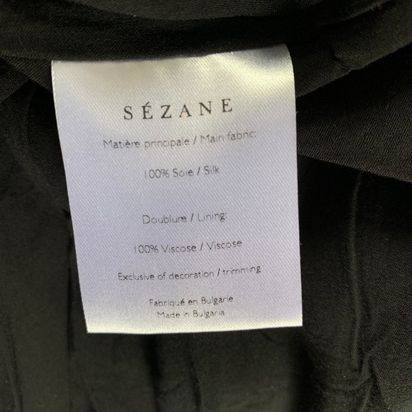 SEZANE Doria 100% Silk Chiffon Mini Dress, Black and Ecru Polka Dots, FR Size 40 - Picture 10 of 10